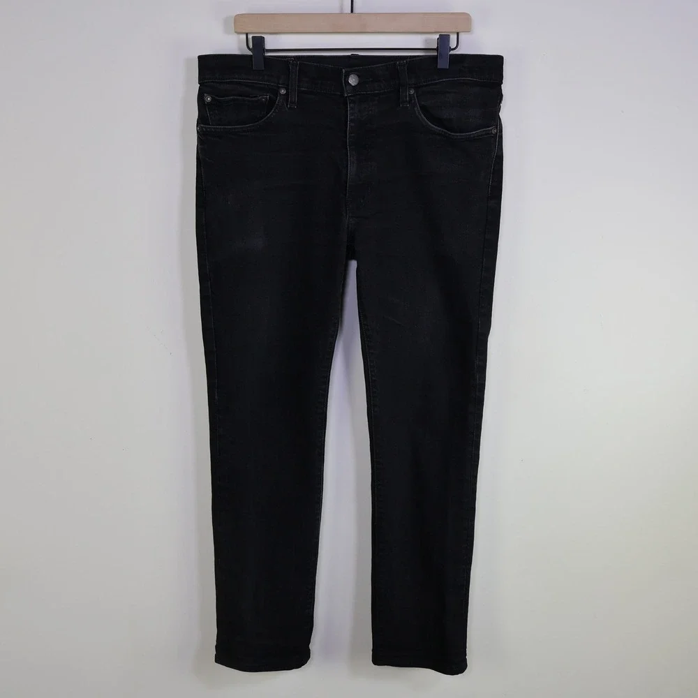 Levis‎ Premium 511 Slim Fit Jeans 36x32 Black Denim Stretch Casual Mens Pants